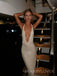 Sparkly White Mermaid Long Evening Prom Dresses, Backless V-neck prom dress, MR9402