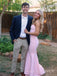 Gorgeous Pink Mermaid Long Evening Prom Dresses, Spaghetti Straps prom dress, MR9403