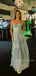 Lovely Blue Tulle A-line Spaghetti Straps Long Evening Prom Dresses, MR9405