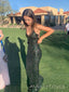 Sexy Green Lace Sparkly Mermaid Long Evening Prom Dresses, V-neck prom dress, MR9407