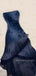 Navy Blue Chiffon Mermaid Strapless Long Evening Prom Dresses, MR9413