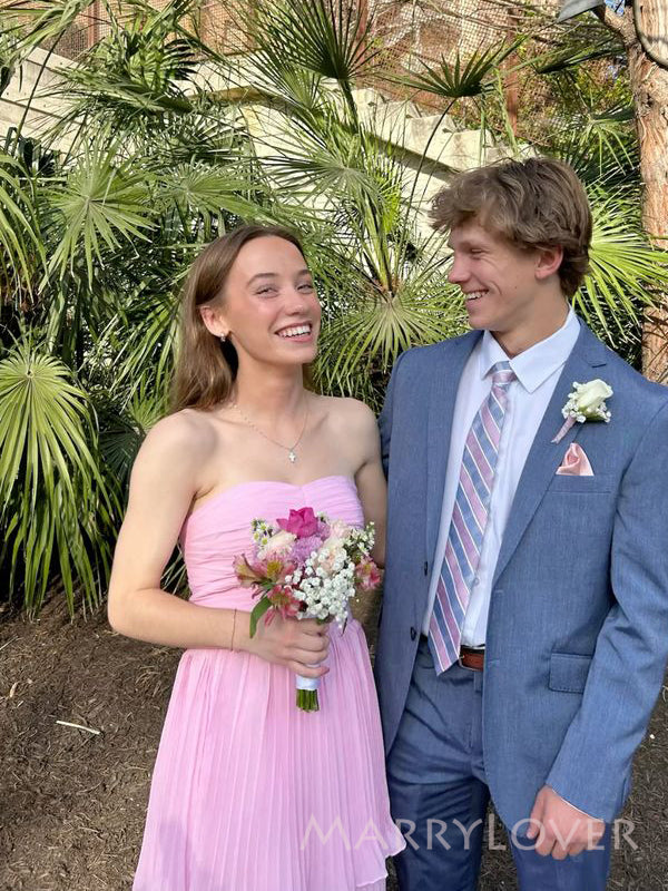 Sweetheart Pink Chiffon Long Evening Prom Dresses, A-line Prom Dress, MR9417