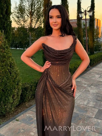 Sparkly Sequins Mermaid Long Evening Prom Dresses, One Shoulder Prom Dress, MR9440