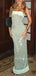 Mermaid Sage Green Sequins Strapless Long Evening Prom Dresses, MR9457