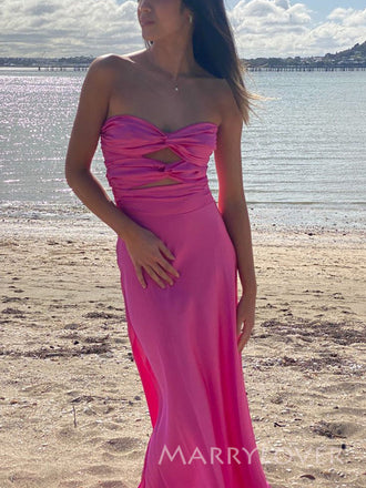 Sweetheart Mermaid Satin Side Slit Long Evening Prom Dresses, MR9459