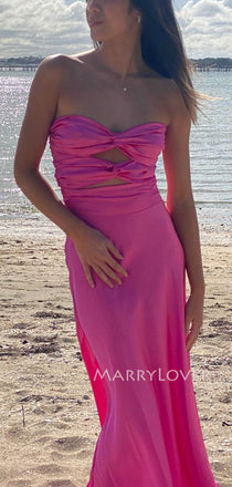 Sweetheart Mermaid Satin Side Slit Long Evening Prom Dresses, MR9459