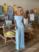 Off Shoulder Blue Sheath Long Evening Prom Dresses, MR9473