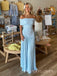 Off Shoulder Blue Sheath Long Evening Prom Dresses, MR9473