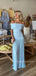 Off Shoulder Blue Sheath Long Evening Prom Dresses, MR9473
