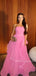 Strapless A-line Pink Long Evening Prom Dresses, MR9494