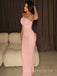 Pink Mermaid Beaded Strapless Long Evening Prom Dresses, MR9498