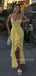 Sexy Yellow Tulle Spaghetti Straps Mermaid Long Evening Prom Dresses, MR9499