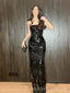 Sparkly Black Mermaid Strapless Long Evening Prom Dresses, MR9506