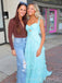 Morden Blue Chiffon A-line Long Evening Prom Dresses, MR9507