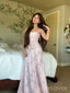 Spaghetti Straps Pink Satin Long Evening Prom Dresses, MR9516