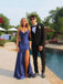 Simple Navy Blue Mermaid Long Evening Prom Dresses, V-neck Prom Dress, MR9521