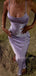 Lilac Satin Mermaid Spaghetti Straps Long Evening Prom Dresses, MR9522