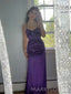 Spaghetti Straps Purple Satin Long Evening Prom Dresses, Mermaid Backless Prom Dress, MR9526
