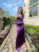 Spaghetti Straps Purple Satin Long Evening Prom Dresses, Mermaid Backless Prom Dress, MR9526