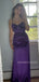 Spaghetti Straps Purple Satin Long Evening Prom Dresses, Mermaid Backless Prom Dress, MR9526