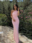 One Shoulder Pink Mermaid Long Evening Prom Dresses, Sheath Prom Dress, MR9527