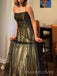 Spaghetti Straps Black Tulle Satin Long Evening Prom Dresses, MR9532