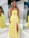 Sweet Heart Yellow Chiffon Long Evening Prom Dresses, Side Slit Prom Dress, MR9534