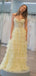 Gorgeous Yellow Chiffon Appliques Long Evening Prom Dresses, Sweet Heart Prom Dress, MR9536