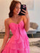 Hot Pink Chiffon Side Slit Sweet Heart Long Evening Prom Dresses, MR9537