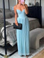 Elegant Sweetheart Blue Chiffon Long Evening Prom Dresses, MR9547