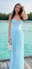 Elegant Sweetheart Blue Chiffon Long Evening Prom Dresses, MR9547