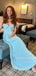 Elegant Sweetheart Blue Chiffon Long Evening Prom Dresses, MR9547