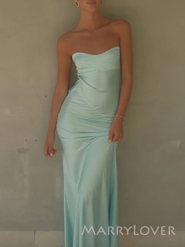 Gorgeous Satin Mermaid Strapless Long Evening Prom Dresses, MR9548