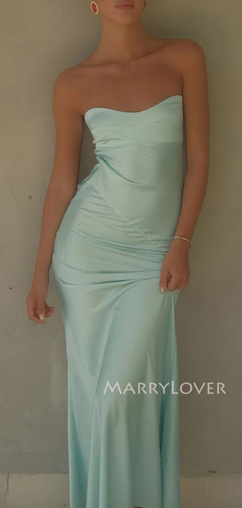 Gorgeous Satin Mermaid Strapless Long Evening Prom Dresses, MR9548