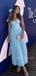 A-line Strapless Blue Long Evening Prom Dresses, MR9550