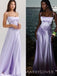 Gorgelos Purple Satin Spaghetti Straps Long Evening Prom Dresses, MR9553