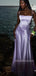 Gorgelos Purple Satin Spaghetti Straps Long Evening Prom Dresses, MR9553