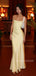 Simple Spaghetti Straps Light Yellow Satin Long Evening Prom Dresses, MR9555