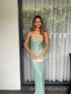 Simple Mermaid Sequins Strapless Long Evening Prom Dresses, MR9560