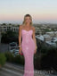 Spaghetti Straps Pink Sequins Mermaid Long Evening Prom Dresses, MR9563