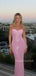 Spaghetti Straps Pink Sequins Mermaid Long Evening Prom Dresses, MR9563