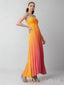 Gorgeous Spaghetti Straps Orange Chiffon Long Evening Prom Dresses, MR9564