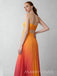 Gorgeous Spaghetti Straps Orange Chiffon Long Evening Prom Dresses, MR9564