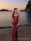 Spaghetti Straps Satin Beaded Mermaid Long Evening Prom Dresses, MR9568