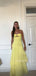 Simple Yellow Chiffon Sweetheart Long Evening Prom Dresses, MR9570