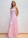Gorgeous Spaghetti Straps Pink Long Evening Prom Dresses, MR9581