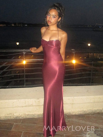 Morden Spaghetti Straps Satin Beaded Mermaid Long Evening Prom Dresses, MR9585