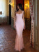 Formal Straps Mermaid Pink Long Evening Prom Dresses, MR9586