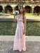 Floor-length Spaghetti Straps Pink Long Evening Prom Dresses, MR9589