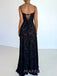 Beautifu Spaghetti Straps Black Long Evening Prom Dresses, MR9611